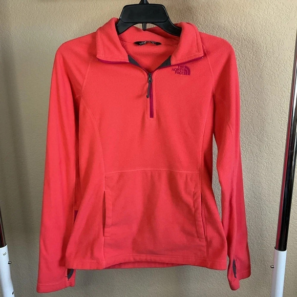 The‎ North Face Womens Small Orange Quarter Zip Pullover Fleece Jacket - Picture 1 of 5
